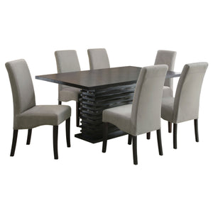 English Elm Wendell Contemporary 7-Piece Dining Set with Stone-Style Pedestal Table & Grey Parson Chairs, Luxe Comfort B062S00811