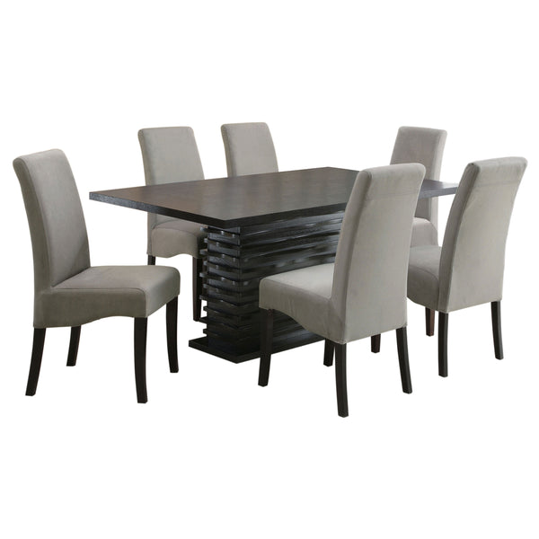 English Elm Wendell Contemporary 7-Piece Dining Set with Stone-Style Pedestal Table & Grey Parson Chairs, Luxe Comfort B062S00811