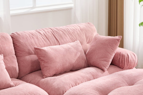 English Elm United We Win Plush U-Shaped Cloud Couch Set With 2 Ottomans & Bolster Pillows For Cozy Living Room W1568S00198-GIGA