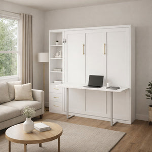English Elm Diy Queen Murphy Bed with Integrated Workspace Desk for Studio and Home Office W5290S00005
