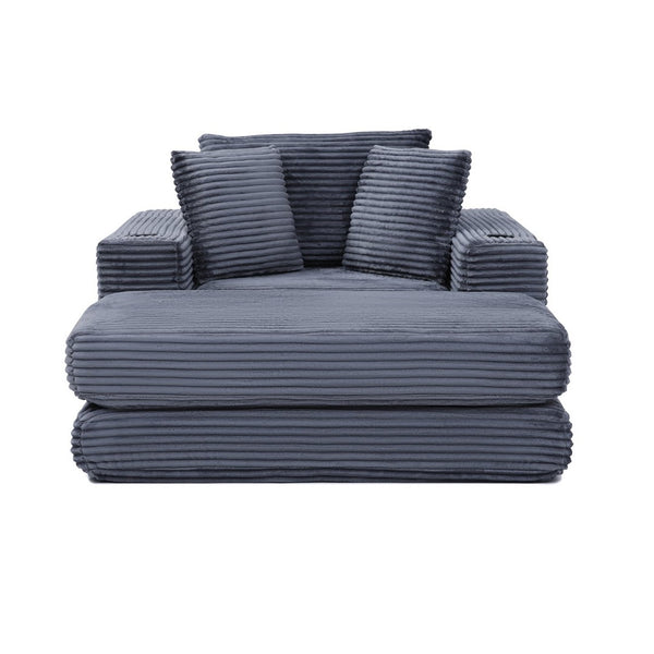 English Elm 52.4'' Boneless Foam Chaise Lounge Convertible Corduroy Sofa Bed for Living Room Grey W1117P410661