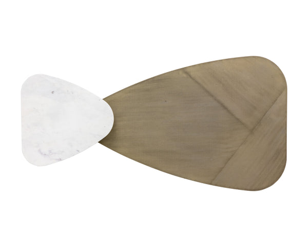 Sunpan Tuner Coffee Table - Hand-Etched Antique Brass and Marble Design for Unique Living Spaces Triangular - 48W x 17.5D x 23.75H