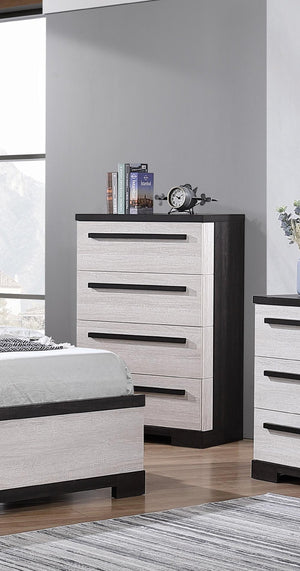 English Elm 1pc Modern 2-Drawer Nightstand Gray Wood Finish for Bedroom Storage, Compact Stylish Accent Piece Black White 35 L x 21 W x 51 H B011P210427