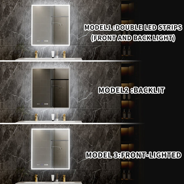 English Elm 30*32 Inch Led Medicine Cabinet with Anti-fog Gfci Outlet and Stepless Dimming Mirror W637P349459