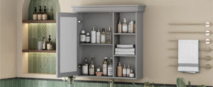 English Elm 30'' Wall Mount Bathroom Cabinet with Mirror Soft Close Door and Adjustable Shelf Gray N710P209425E