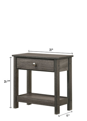 English Elm 1pc Rustic Nightstand with Single Drawer and Open Bottom Shelf - Sturdy Wooden Bedside Table, Stylish Storage Gray 24 L x 15 W x 12 H B011P255198