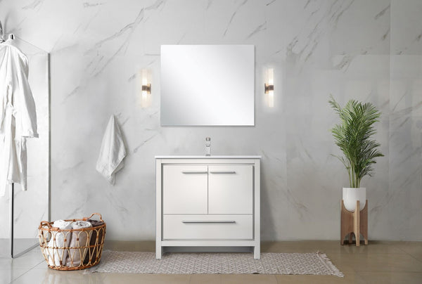 English Elm White Bath Vanity Set With Cultured Marble Top, Chrome Faucet & 28" Mirror - Modern Storage Solution B2731S02079-GIGA