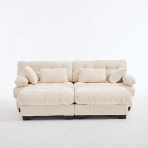 English Elm U Shaped Modular Sectional Sofa Flannelette Cloud Couch Deep Seat Plush Living Room Beige W2120S00029