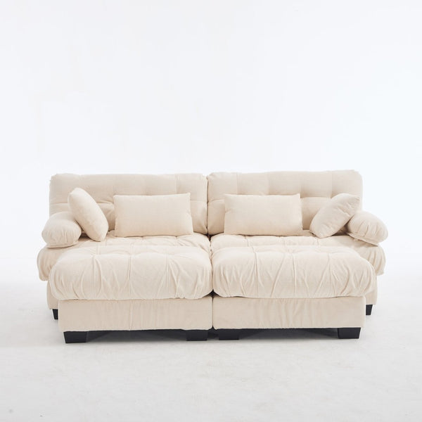English Elm U Shaped Modular Sectional Sofa Flannelette Cloud Couch Deep Seat Plush Living Room Beige W2120S00029