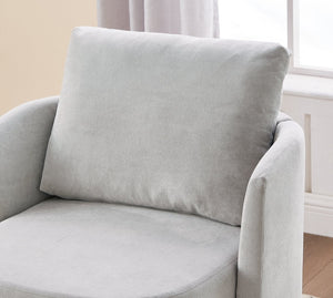 English Elm 360° Swivel Chair - Stylish Grey Upholstered Barrel Armchair For Living Room, Office, And Hotels N719P272681E