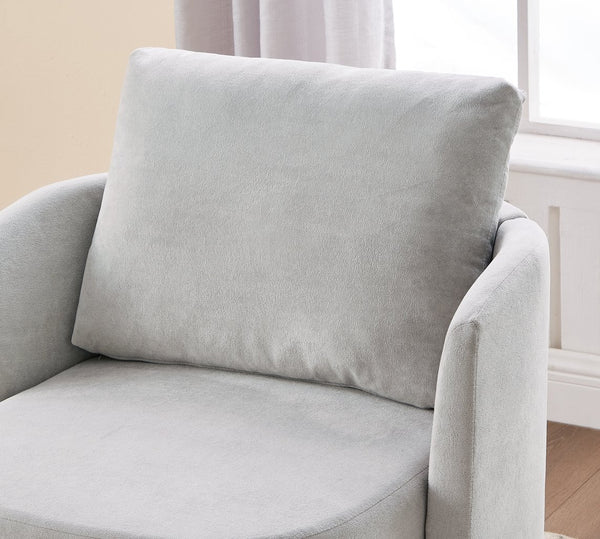 English Elm 360° Swivel Chair - Stylish Grey Upholstered Barrel Armchair For Living Room, Office, And Hotels N719P272681E