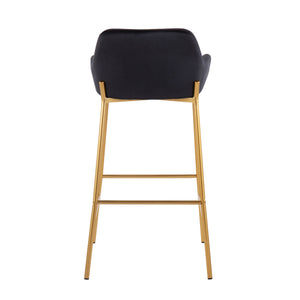 English Elm Daniella Contemporary-Glam Bar Stools In Luxe Black Velvet & Gold Metal - Set Of 2 For Stylish Spaces B202S00531