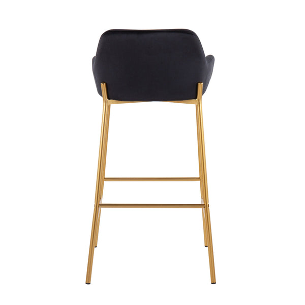 English Elm Daniella Contemporary-Glam Bar Stools In Luxe Black Velvet & Gold Metal - Set Of 2 For Stylish Spaces B202S00531