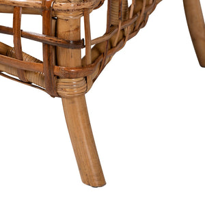 English Elm Modern Openwork Rattan Accent Chair Bohemian Lounge Seat with Curved Back B2750P467694