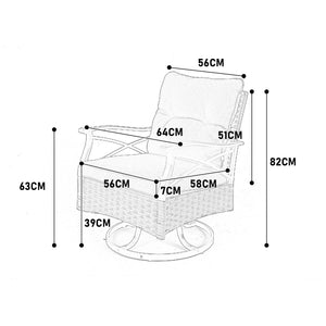English Elm Outdoor Swivel Rocker Chairs Set 3-Piece with Table, 360° Rocking Chairs, Heavy-Duty Rattan Patio Set W640P256770