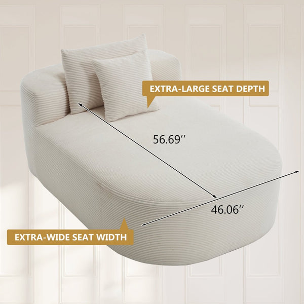 English Elm 67.5''chaise Lounge Oversized Corduroy Sleeper Sofa with Deep Seat and Two Pillows Beige W1803P409167