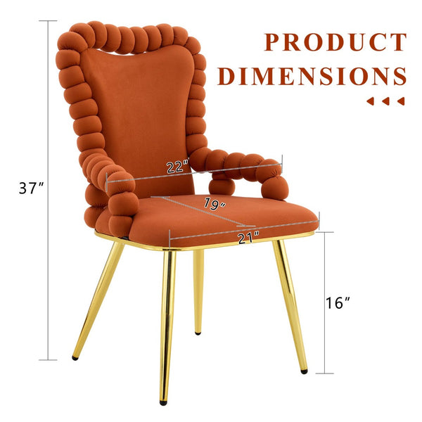 English Elm Set of 2 Velvet Dining Chairs Sculptural Bubble Back Gold Legs Glam Accent Seating W3875P370856