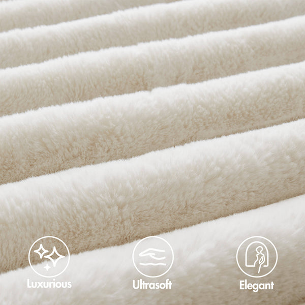 English Elm 3-Piece King Ultrasoft Faux Fur Comforter Set - Luxurious Velvet Reverse, Ivory & Cozy Design B035P408270