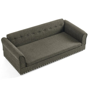 English Elm Oversized Dog Sofa Bed in Linen with Rubberwood Frame Armrests and Backrest Support W487P430329