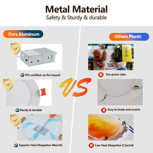 English Elm 12-Pack 4-Inch Ultra-Thin LED Recessed Ceiling Light with Junction Box, Dimmable 2700-5000K 9W PMID W2312P375001