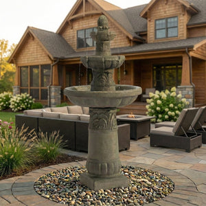 English Elm 3-tier Cascading Resin Fountain with Led Lights for Patio Garden or Indoor Use W853P412665