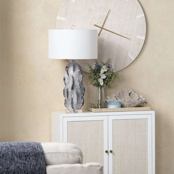 Crestview Collection 32.5"H Ceramic Table Lamp - Sculptural Artisan Design With Marbled Finish, Crystal Base & Shade   Cvap3263