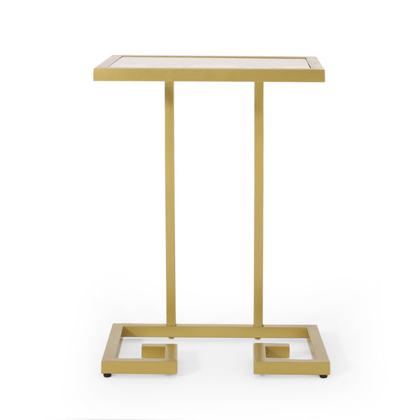 English Elm Christopher Knight Home® - END TABLE Gold C-Shape Modern Glam Iron Frame with Tempered Glass & Greek Accents, 18"W x 24.5"H 68988.00