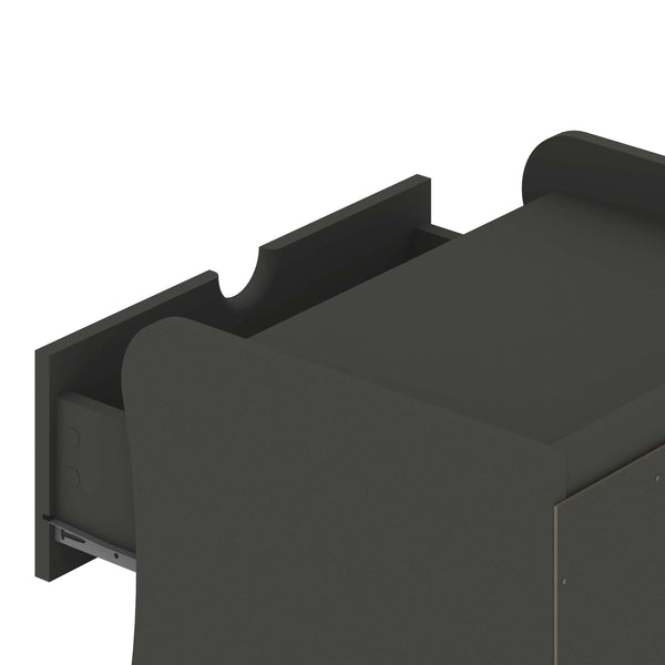 English Elm Coney 28" Nightstand with 3 Spacious Drawers, Curved Side Panels, Durable Painted MDF Finish Charcoal grey B365P398199