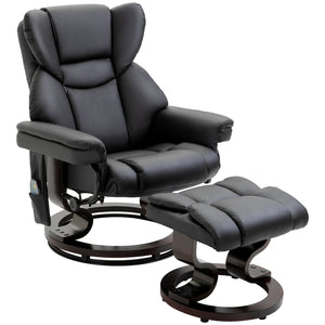 English Elm Homcom Massage Recliner Chair With Ottoman, 10 Vibration Points, 360° Swivel, Faux Leather Comfort W2225P217951