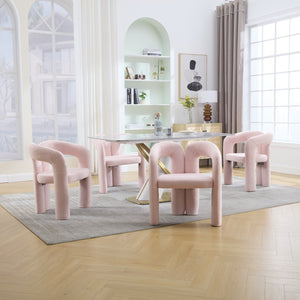 English Elm Contemporary Velvet Upholstered Barrel Accent Chair Set of 2 with Foam Seat, Steel Frame, Plush Upholstery Pink W395P224758