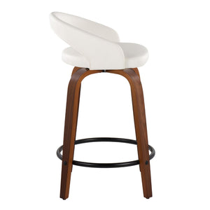 English Elm Fixed-height Swivel Counterstools Walnut Legs Faux Leather Seats Kitchen Island Set B202S01752