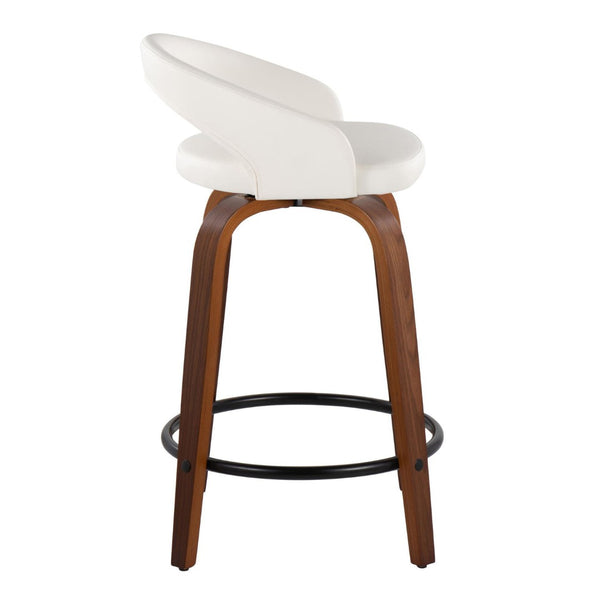 English Elm Fixed-height Swivel Counterstools Walnut Legs Faux Leather Seats Kitchen Island Set B202S01752