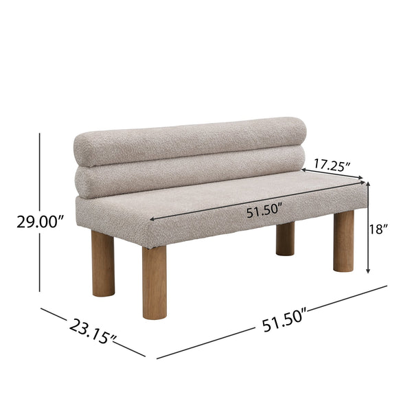 English Elm Christopher Knight Home® - Upholstered Bouclé Dining Bench with 330lb Capacity, Easy Assembly, Sponge Seat, Rubber Wood Legs Light Gray,Natural N779P292154E