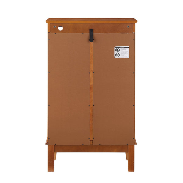 English Elm Elegant Illuminated Curio Cabinet with Tempered Glass, Mirrored Back, Adjustable Shelves & Anti-Tip Strap Dark Oak W1758P300122