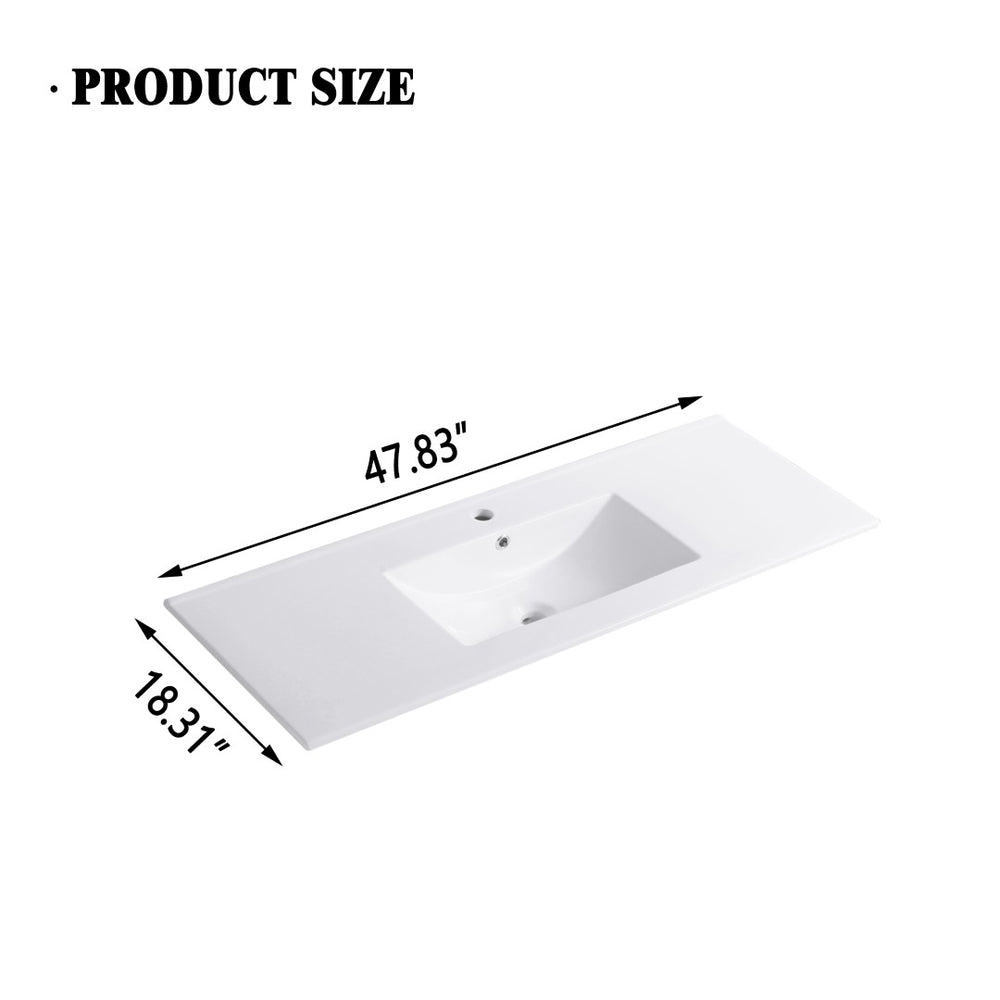 English Elm 48" Bathroom Vanity with Drop-in Ceramic Sink Glazed Non-porous Basin for Clean Style W3133P282165