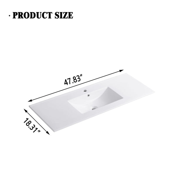English Elm 48" Bathroom Vanity with Drop-in Ceramic Sink Glazed Non-porous Basin for Clean Style W3133P282165