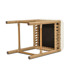 English Elm Jennifer Taylor Home - Lucia Handcrafted 25.5" Backless Boucle Counter Stool – Eco Resin Rattan Frame, Ivory White Comfort B2719P238395