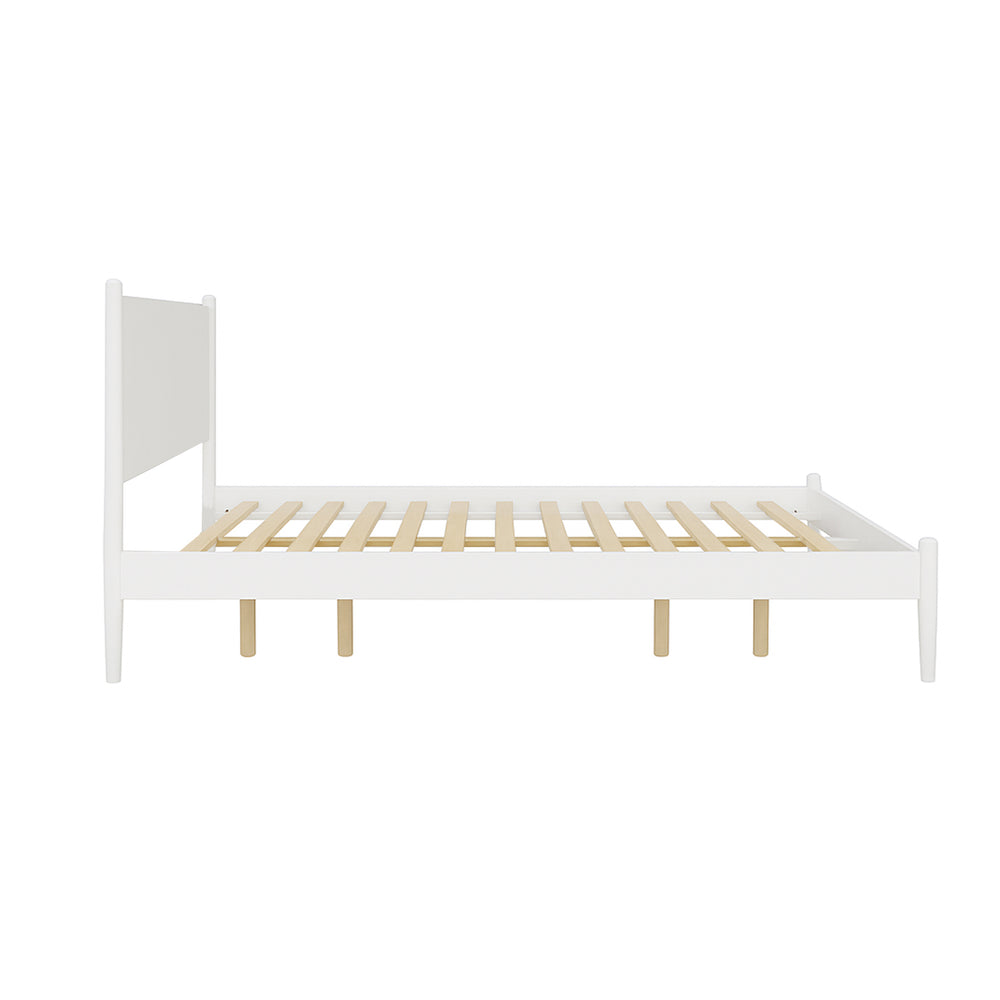 English Elm Mid-Century Elegant Eastern King Wooden Platform Bed In White Finish For Modern Bedrooms B016S00033