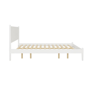 English Elm Mid-Century Elegant Eastern King Wooden Platform Bed In White Finish For Modern Bedrooms B016S00033