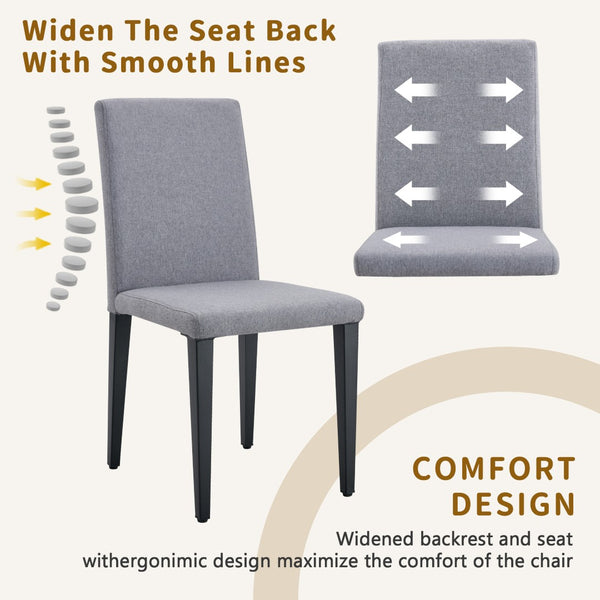 English Elm Table Set With 79" Tempered Glass Top & 8 Light Gray Linen-Cotton Chairs - Modern Elegance For Dining W1151S03619-GIGA