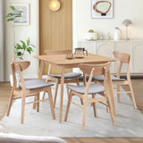 English Elm (1 Table With 4 Chairs)Wooden Dining Table Set, Modern Simple Design Square Kitchen Table and Fabric Upholstered Dining Chairs For Dining Room, Kitchen, Saving Space, Oak