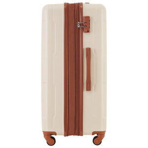 English Elm 2 Piece Abs Hard Shell Spinner Luggage Set with Tsa Lock Expandable Suitcases Khaki+Brown N732P198745K