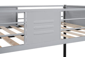 English Elm Metal Twin Over Twin Bunk Bed – Heavy-Duty Steel Frame, Noise-Reducing, Convertible With Guardrail W427P154977