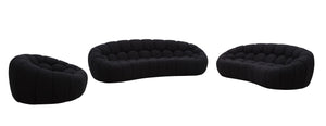 VIG Furniture Divani Casa Yolonda - Modern Curved Black Fabric Sofa Set VGEV-2126C-SET-BLK