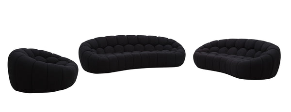 VIG Furniture Divani Casa Yolonda - Modern Curved Black Fabric Sofa Set VGEV-2126C-SET-BLK