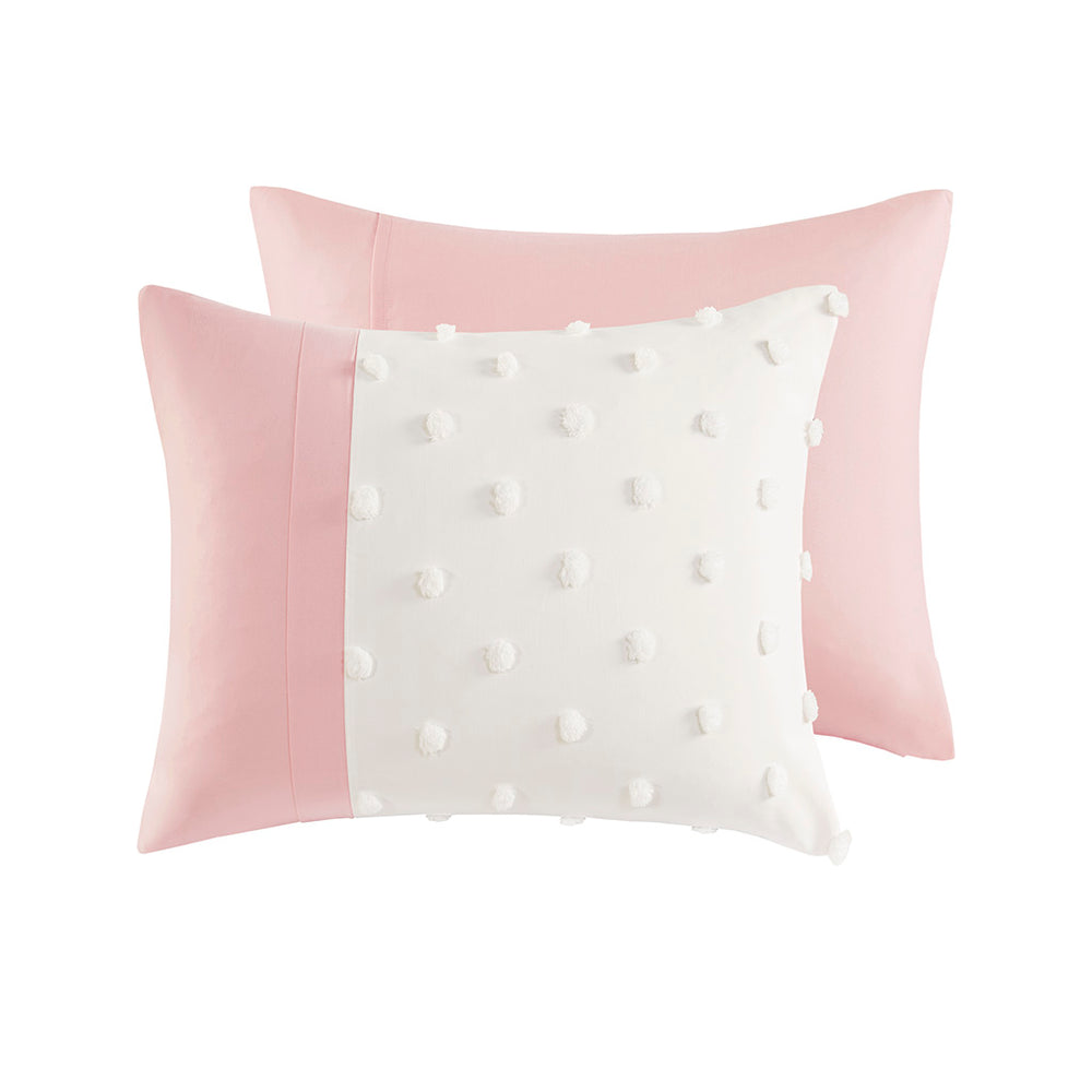 JLA Home Intelligent Design - Colorblock Shay Duvet Cover Set with Clipped Jacquard Pompoms, Vibrant Modern Texture, OEKO-TEX Certified ID12-2429