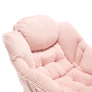 English Elm Lazy Chair Plush Ottoman Lounge Chair with Ergonomic Back, Side Pocket, Steel Frame Comfort Pink W640P271557