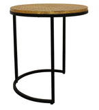 Moti Jolt Metal Cladded Top Round Nesting Table in Brass Color 18007004