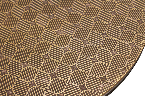 Moti Jolt Metal Cladded Top Round Nesting Table in Brass Color 18007004