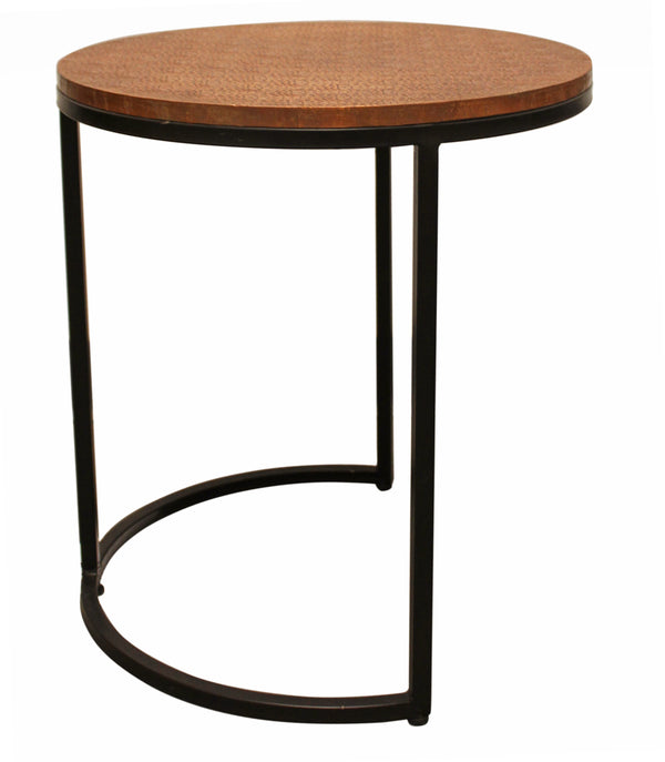 Moti Rave Metal Cladded Top Round Nesting Table in Copper 18007005